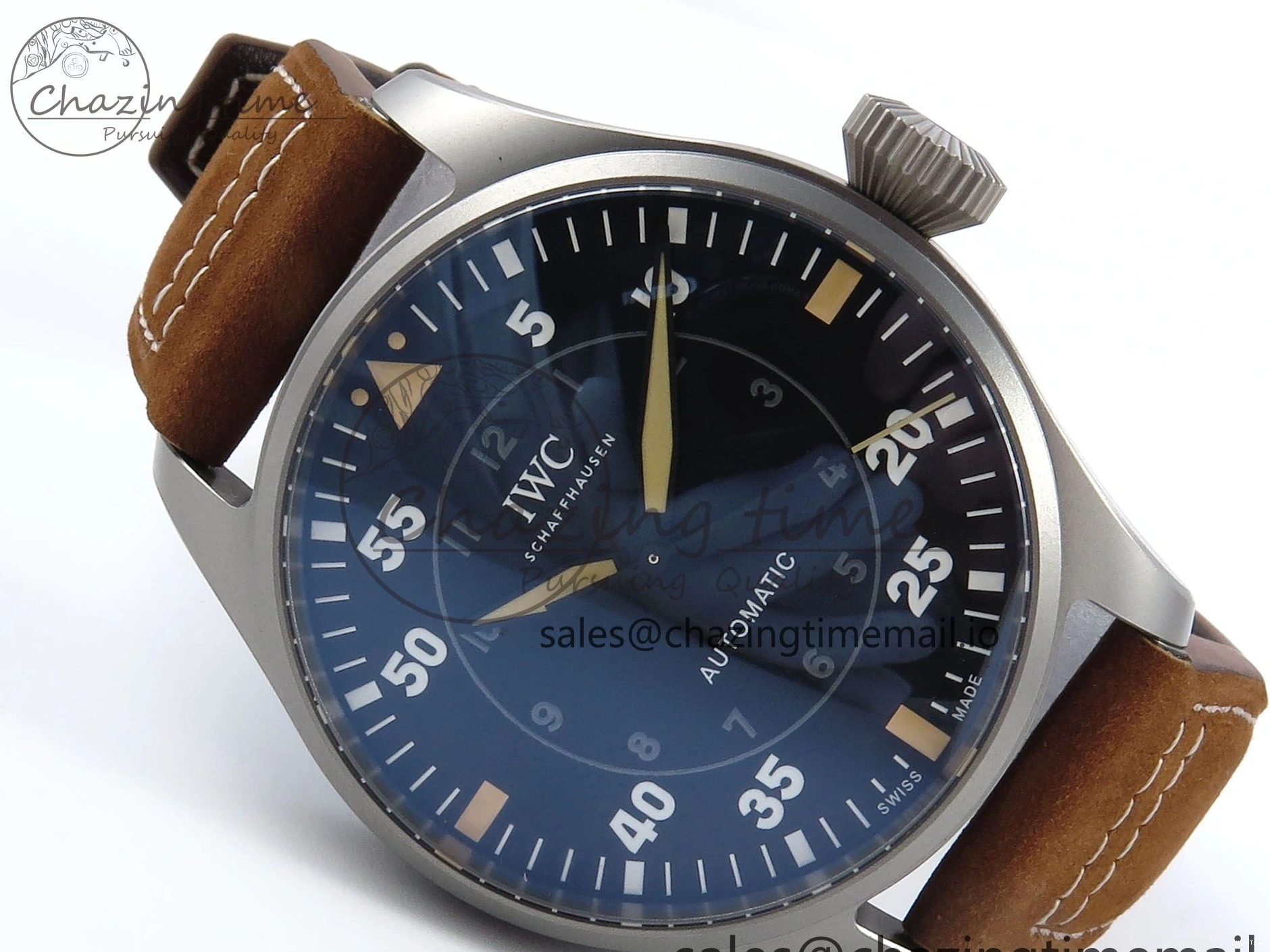 MIROTIME 0130 Big Pilot IW329701 M+F 1:1 Best Edition Black Dial on Brown Leather Strap MY RelaxedFit 7005